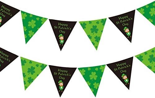 40ft Happy St Patrick's Day Shamrocks Bunting Flags Irish Party 12m Hanging Decoration