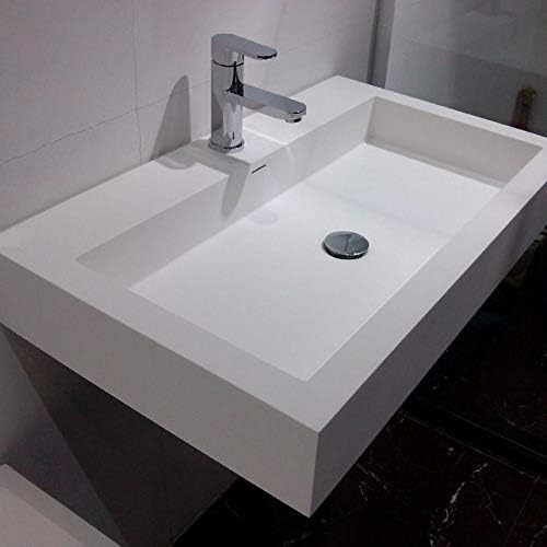 Adm Rectangular Wall Mounted Stone Resin Sink Glossy White 32 Amazon Com