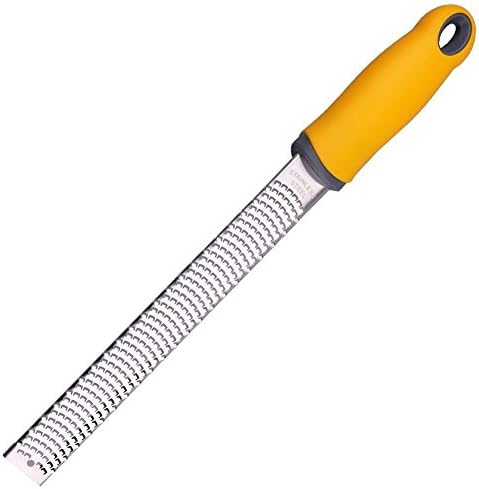 Zester,CANFL Citrus Lemon Zester & Cheese Grater Stainless Steel Blade and Yellow Ergonomic Handle for Parmesan Cheese, Ginger, Garlic, Nutmeg, Chocolate, Vegetables, Fruits