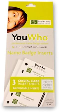Imprint Plus YouWho Professional Name Badge Insert Sheet Pack for Inkjet Printer - Crystal Clear