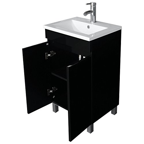 BATHJOY 20 Inch Black Single Wood Bathroom Vanity with