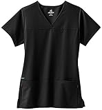 Classic Fit Collection by Jockey Scrubs Women's 6 Pocket Solid Scrub Top Medium Black