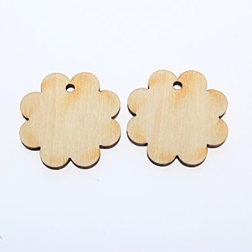 yuhoshop: 50pcs 1" (wide) X 1/8" inch WOODEN FLOWERS V4 DAISY CHERRY ONE 2mm HOLE UNFINISHED WOOD CRAFT FOR DISKS,TAGS,EARRINGS,WEDDING,FAMILY BIRTHDAY CALENDAR,PLAQUE,JEWELRY DIY