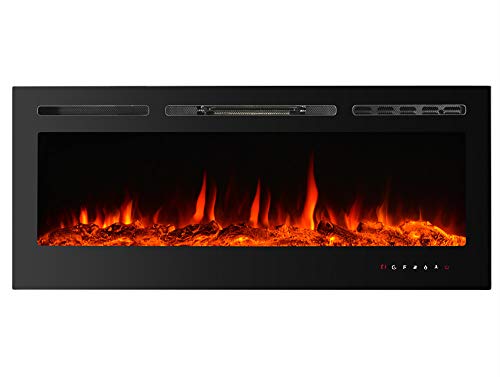 IKAYAA Elektrokamin mit Heizung Wandkamin LED Einbau Dekokamin mit