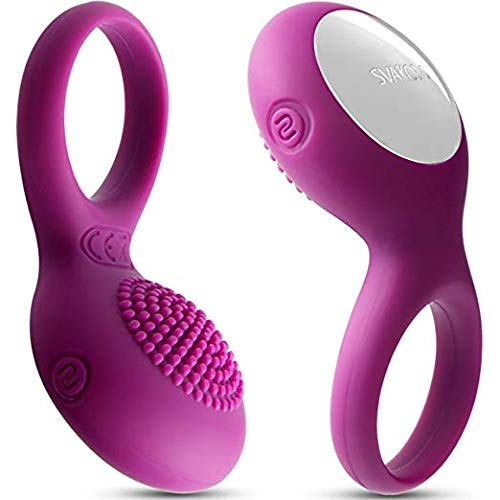 SVAKOM Tyler Vibrating Penis Ring Vibrator Rechargeable Sex Toy Powerful Cock Rings Full Silicone for Male or Couples (Violet)