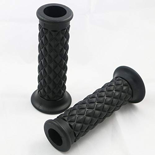 Yibid Motorcycle 7/8" Hand Grips Non Slip Rubber Open Bar End Thruster Grips Comfort Grip for 22mm 7/8 inch Handlebar Custom Racer Sport Street Bikes (Balck Grips)