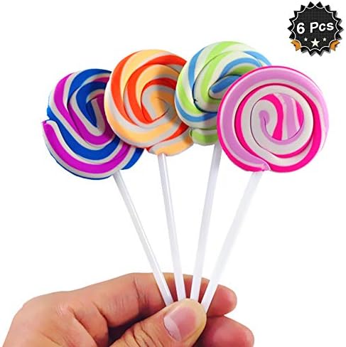 Easy 99 Assorted Colors Lollipops Erasers,Pack of 6