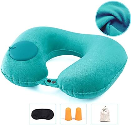 وسادة سفر للرقبة قابلة للنفخ - غطاء ناعم قابل للغسل - لدعم خفيف ...