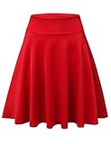 DRESSIS Women's Basic High Waist Pleated Knee Length Skater Skirt (Various Colors)