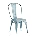 Flash Furniture Blake Commercial Grade 4 Pack Distressed Green-Blue Metal Indoor-Outdoor Stackable Chair