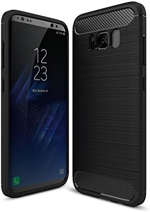 kingmingsheng Rugged Armor Galaxy S8 Plus Case with Resilient Shock Absorption and Carbon Fiber Design for Samsung Galaxy S8+ Plus - Black (2017)