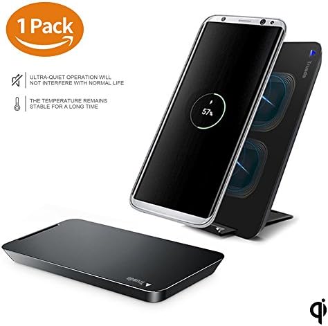 Trusda Qi Wireless Charger USB C Fast Wireless Charging Stand Pad for Samsung Galaxy Note8 S8, 2 Coils 2 in 1 Pad Stand for S8 plus, S7 S7 Edge Note 5/S6 Edge Plus, Nexus 5 / 6 / 7 (1 Pack)
