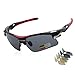 Sports Sunglasses, L·V·X·ING LVX548 Mens Polarized Sunglasses Mens Glasses Exchangeable 5 UV400 Lenses Cycling Hiking Running Outdoor Sunglasses Upgraded Design (Red)