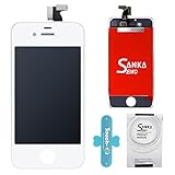 SANKA For iPhone 4S Screen LCD Replacement, Retina Display Digitizer Touch Screen Replacement Repair Kit with Tools for iPhone 4S - White