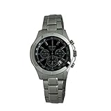 Seiko Chronograph Black Dial Stainless Steel Mens Watch SSB105