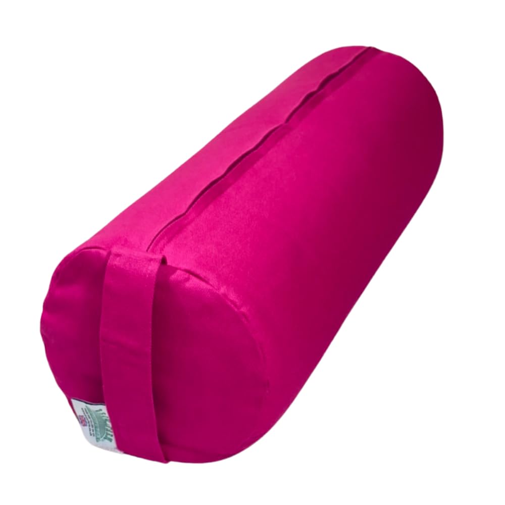 Buckwheat Hull-Filled Yoga Bolsters in a Choice of Colours (Fuchsia Pink, 23cm x 63cm)
