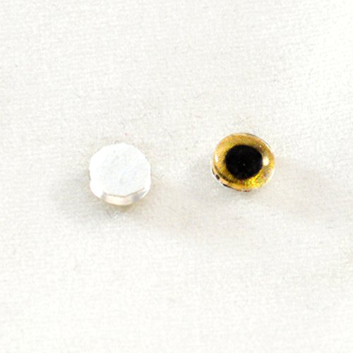 6mm Pair of Yellow Owl Glass Eyes Bird Taxidermy Supply Flatback Cabochons for Doll or Jewelry Making