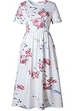 ETCYY Women Summer Short Sleeve Long Floral Beach Casual Midi Dress