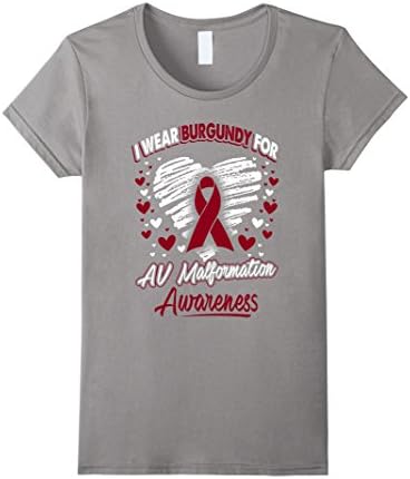 Women's I Wear Burgundy For AV Malformation Awareness T Shirt Large Slate
