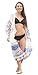 Verabella Women's Lovely Vibrant Summer Beachwear Bikini Cover Up Wrap (White w/Blue Trim)