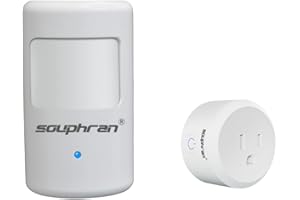 Upgraded Plug-in Motion Activated Light Control, Souphran Wireless Motion Detector and Plug Set, No Wiring, Adjustable Detection Range, Always-on Timer and Light Sensor, (1 Pack-new)