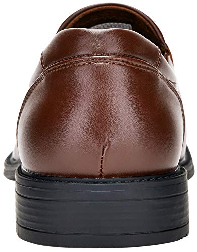 VEPOSE Men's Slip on Dress Shoes Formal Square Toe Loafer Oxfords(9,Loafers-Brown)