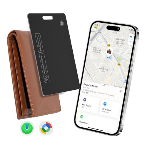 Wallet Tracker Card for Apple & Android – Credit Card Tracker for Wallet Works with Apple Find My & Google's Find Hub, Rechargeable Find My Wallet Card for Luggage, Passport, Purse, Bags