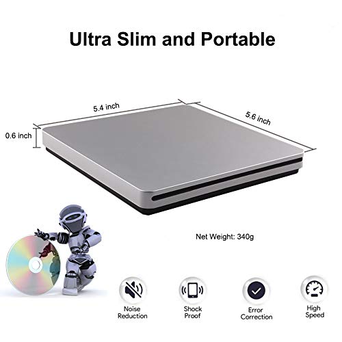 Blu-Ray Player, 3D 4K Player USB 3.0 Ultra Slim CD DVD Drive Portable BD DVD CD RAM Burner Combo High Speed Re-Writer for Sliver Ultrabook Laptop Notebook PC Desktop