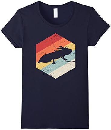 Womens Retro Axolotl T-Shirt Small Navy