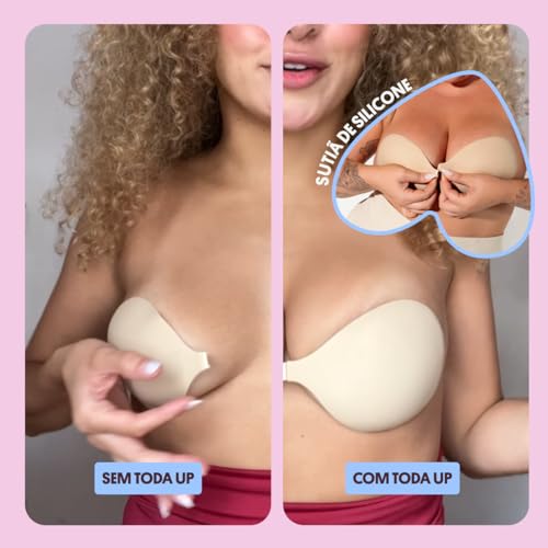 Sutiã De Silicone com Efeito Lifting Natural e Design Discreto | Fecho Central Ajustável Fita Up