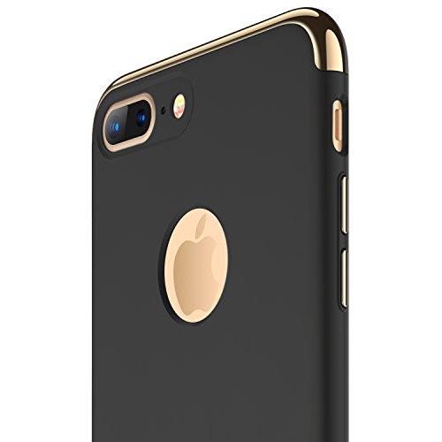 RANVOO iPhone 7 Plus Case, Thin Hard Slim Fit Stylish Cover with 3 Detachable Parts Case, Black [Clip-ON]