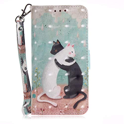 Leather Case for iPhone 7,Strap Wallet Case for iPhone 8,Herzzer Ultra Slim Kitten Couples 3D Pattern Magnetic PU Leather Stand Card Slot Cover with Soft Rubber - Thumbnail 2