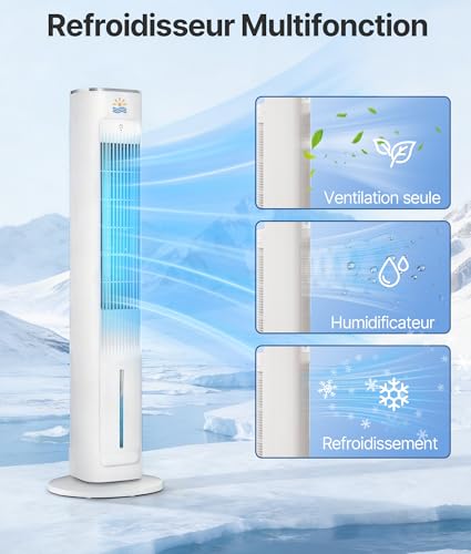 EXNOS Silent Air Cooler - Alternative Air Conditioner Mobile Without Evacuation, 75° Oscillation, 12H Timer, Remote Control, White