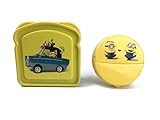 Minions Lunch Box 2 Piece Set Kit, 1 BPA Free Reusable Sandwich Container, 1 BPA Free Reusable Dry Snack Container Kids Lunch Box Travel & To-Go Food Containers ~ (Minions)