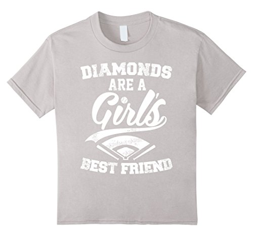 Kids Diamonds are a Girl's Best Friend T-Shirt | Baseball Shirt 6 Silver