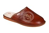 Men comfort slippers Brown Eco Leather and 100% Sheep Wool Lining
