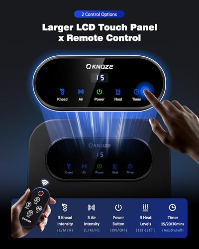 KNQZE Foot Massager Machine with Heat, Shiatsu Foot Massager with Remote Control & LCD Touch Panel, Deep Kneading Soothing Heat, Squeeze & Rolling Massage, Relax for Home or Office