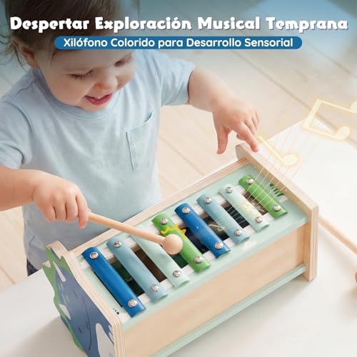 Lehoo Castle Montessori Toys 1 Year Old, Wooden Toy with Xylophone and Hammers for Babies, Educational Motor Skills Toys for Kids, Birthday and Christmas Gifts for Kids 1-3 Years Old