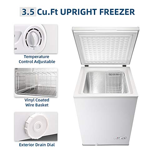 Kismile 3.5 Cubic Feet Chest Freezer with Removable Basket Free
