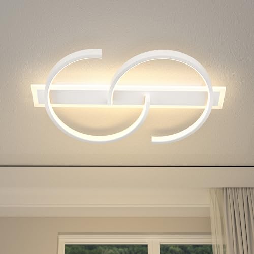 LUOLONG LED Deckenleuchte Dimmbar Deckenlampe Schwarz Wohnzimmerlampe 45W mit Fernbedienung 2-Ringen kreis Deckenleuchte Schlafzimmerlampe Arbeitzimme