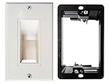 YOEMELY Recessed Wall Plate for Low Voltage Cable with Decora Insert and Black Single Gang Bracket (White)