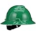 MSA 475370 V-Gard Full-Brim Hard Hat With Fas-Trac III Ratchet Suspension | Polyethylene Shell, Superior Impact Protection, Self Adjusting Crown-Straps - Standard Size in Green