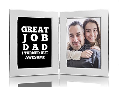 Great Job Dad I Turned Out Awesome 4×6 Funny Picture Frame Set – Premium Double Hinged Photo Frames – Gift for Dad, Husband, Grandpa, Men – Perfect Present for His Birthday, Father’s Day, Christmas