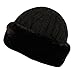 Peach Couture Unisex Double Layered Cable Knit Faux Fur Warm Windproof Cossack Hat (Black)