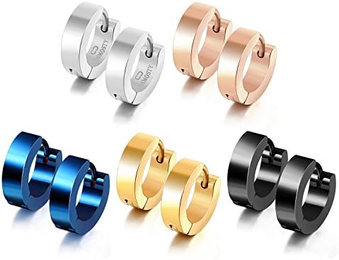 COSMOSTY Stainless Steel Small Hoop Earring Pierced Hypoallergenic Huggie Earrings 5 Pair