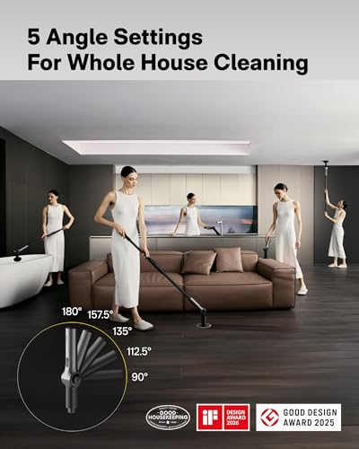 HOTO Flexi™ Cordless Electric Spin Scrubber, Adjustable Angle, Extendable Handle, Smart Display, IPX7 Waterproof, Powerful Cleaning Scrubber with 8 Replaceable Brush Heads, for Bathtub, Bathroom, Tile