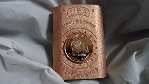 5 Lb. Coin Infused Satin Finish Enduring Freedom U.S.A. Flag style .999 Fine Copper Bullion Art Bar Ingot Free Shipping