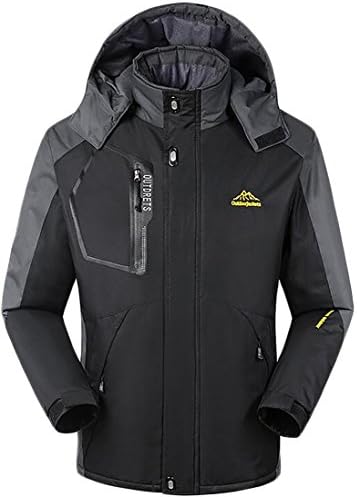 lovever Mens Hooded Sportswear Windbreaker Outdoor Insulated Windproof Rain Jacket Black 8XL