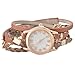 Souarts Coffee Women Multilayer Weave Wrap Link Leather Bracelet Quartz Wrist Watch (Coffee) (Coffee)