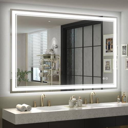 Okpal48x36 LED Bathroom Mirror Anti-fog Lighted